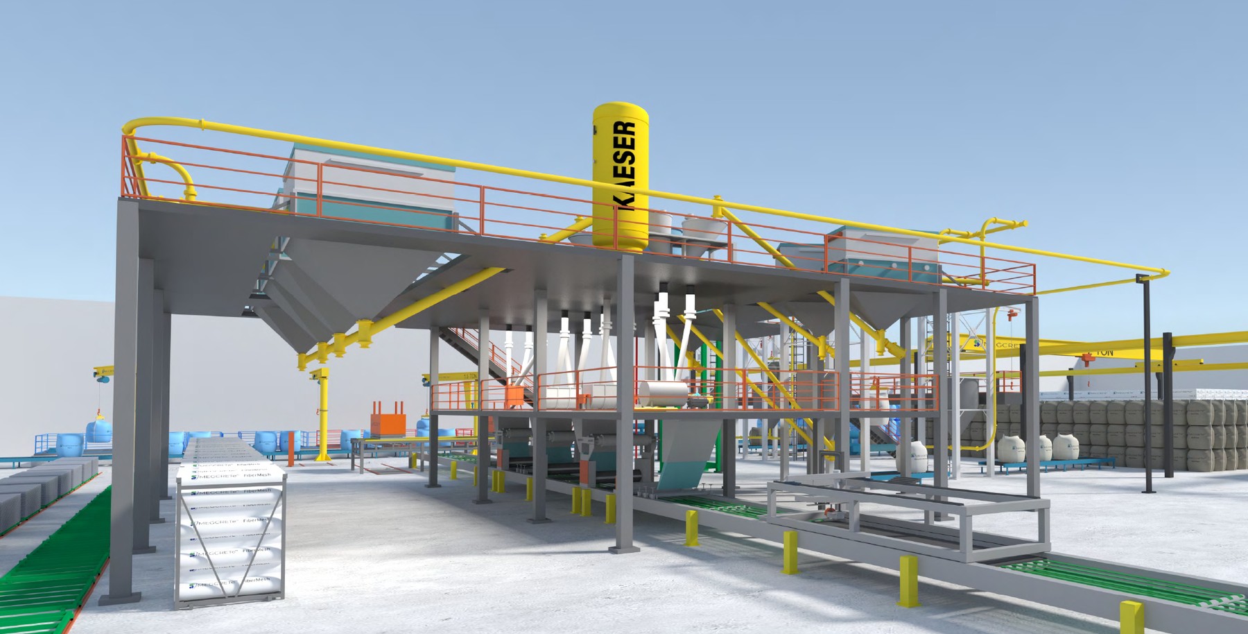 MgO Board Plant — process line render
